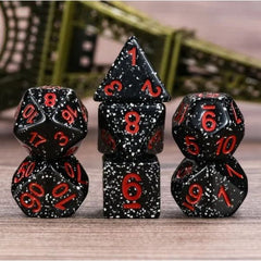 Galactic Dice Premium Dice Sets - Black Granite Acrylic Set of 7 Dice | Galactic Toys & Collectibles