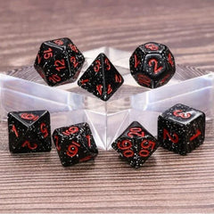 Galactic Dice Premium Dice Sets - Black Granite Acrylic Set of 7 Dice | Galactic Toys & Collectibles