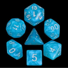 Galactic Dice Acrylic HD Dice Sets - Sunny Day (Blue & White) Set of 7 Dice | Galactic Toys & Collectibles