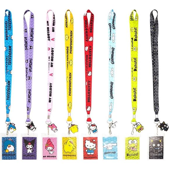 Lanyards will be randomly sent, and all designs sealed in a plastic wrap, so it's a SURPRISE!
You will get 1 Sanrio Character: Tuxedosam, Kuromi, My Melody, Pompompurin, Hello Kitty, Cinnamoroll, Keroppi, or Chococat
Each Lanyards has a Clear ID Pouch with a matching Character Card and Rubber Charm
Approximate length : 18"