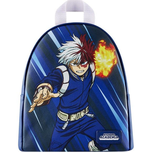 Things are heating up on the Funko My Hero Academia Todoroki Mini Backpack! On the front, Shoto Todoroki prepares for attack while wearing his hero costume. A ball of flames appears in his hand as he shows off his Quirk, and a motion-blurred background appears behind him. With plenty of room for storing training essentials, this mini backpack is perfect for students looking to keep one of their favorite teammates close. Bag is made of vegan leather (polyurethane) and has adjustable shoulder straps. Addition