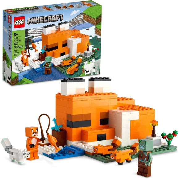 There is a busy day at the fox house with a variety of cool characters, authentic accessories and endless play possibilities that make LEGO Minecraft The Fox Lodge (21178) set so enjoyable. Kids use their Minecraft skills to build a toy house designed like a sleeping fox. The structure’s open back and lift-off roof make it easy for them to arrange the furniture and enjoy imaginative roleplay inside. Outside there is a baby fox, adult fox, and Arctic fox to feed with berries before the animals curl up to sle