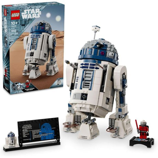 Let kids build their affection for the most lovable droid in the galaxy with this LEGO brick-built R2-D2 Star Wars toy figure (75379). This playful buildable display toy model for boys and girls ages 10 and up is packed with authentic features so they can play out classic moments and original fantasy stories. Features include R2-D2’s 360-degree rotating head, an attachable third leg, attachable periscope and attachable tools. To create an eye-catching Star Wars room décor display, this collectible toy build