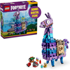 Bring gaming adventures to life with this LEGO Fortnite Supply Llama (77071) building set for gamers. Inspired by the LEGO Fortnite video game, it lets fans ages 12 and up create a unique toy for display. Young gamers will have hours of fun assembling the Fortnite llama piñata, also known as the Supply Llama in the LEGO Fortnite video game. Packed with fun details to inspire creative play, this building toy features a movable head and an opening mouth as well as a saddle and loads of cool gear. Accessories