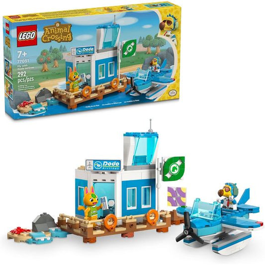 Let kids’ imaginations take flight with the LEGO Animal Crossing Fly with Dodo Airlines Airport Playset (77051). Girls and boys ages 7 and up head off aboard the LEGO seaplane to explore a new island, just as they would in the Animal Crossing video game. This feature-packed building toy set lets kids play out stories of their own within this familiar Animal Crossing setting. Just like in the video game, the airport toy has a jetty leading to a beach, a control tower and an opening orange gate. Once girls an