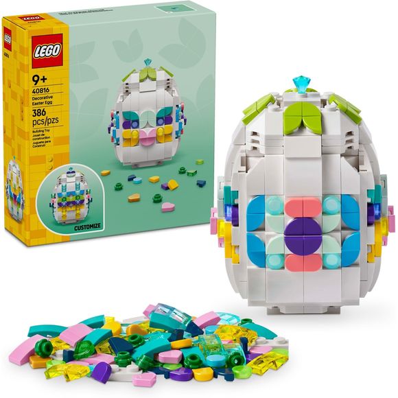 Kids usher in the beautiful colors of Spring with the LEGO Decorative Easter Egg (40816) building toy for boys and girls ages 9 years old and up. This customizable building set lets kids construct a decorative Easter egg with a flat base for display and a removable top that opens to store extra pieces or Easter surprises inside. Builders can decorate their egg with colorful LEGO elements including a golden heart, a gemstone element and plenty of extra tiles, then change the design any time for hours of crea