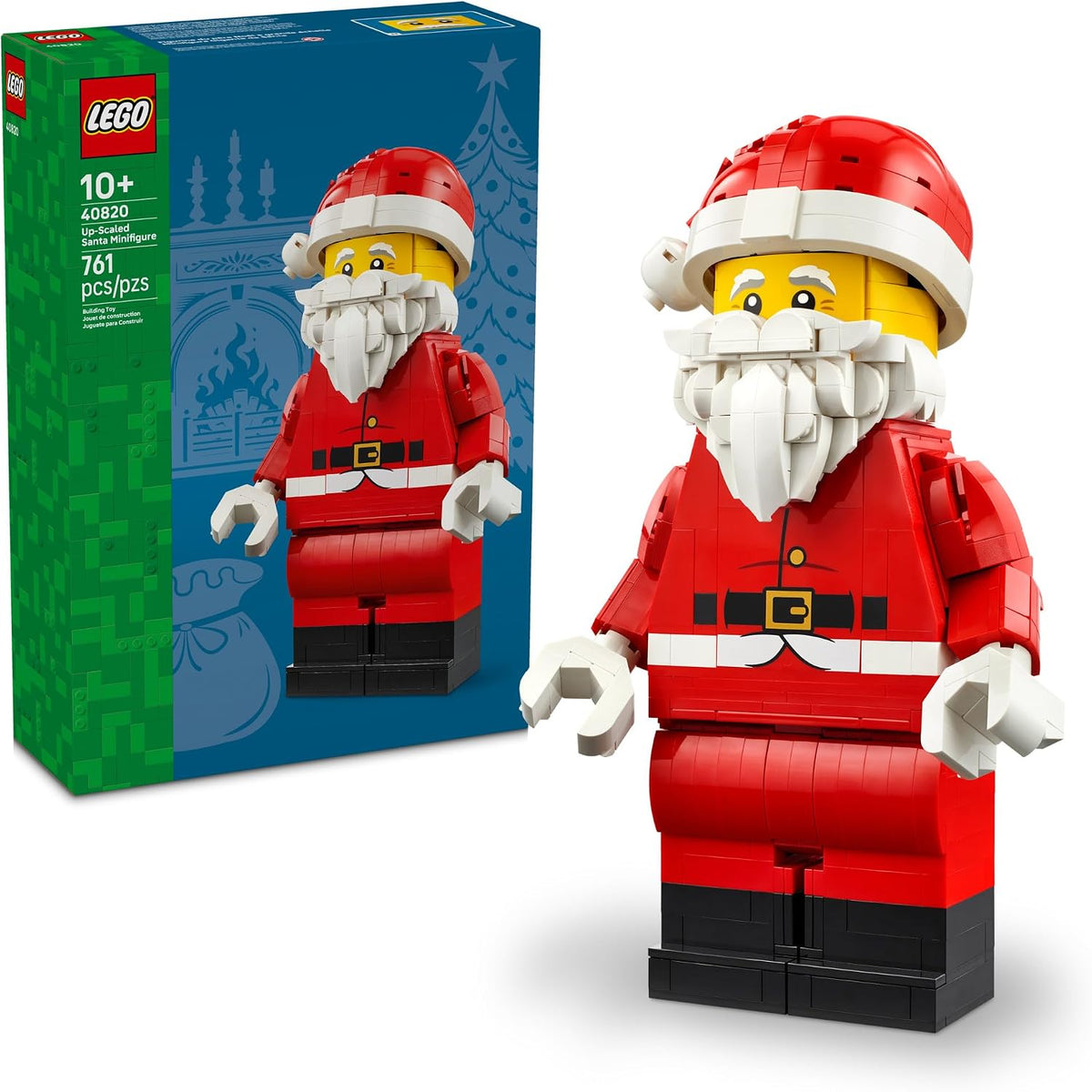 Ho, ho, ho! This fun Christmas toy adds a jolly touch to indoor Christmas decorations and with a LEGO® Santa Claus figure to build. The LEGO Up-Scaled Santa Minifigure set (40820) is a fun way for kids aged 10 and up and adult Christmas lovers to embrace the holiday spirit. It features a LEGO minifigure-style Santa in an up-scaled size to create an eye-catching piece of decor. Just like a traditional minifigure, this model has moving arms and can be posed to sit or stand. Enjoy building the Santa decoration