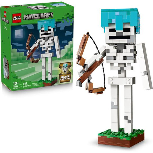 Minecraft® players can showcase their passion for gaming with The Skeleton (21594), a model building kit gift for boys and girls 10 years old and up. Kids can enjoy this brick-built skeleton figure as a fun toy as well as an eye-catching piece of Minecraft merch. One of the most iconic characters in the Minecraft video game, The Skeleton stands firmly on a grass base and features a jointed neck and arms, allowing it to be posed for dynamic display. With its classic weapon, a bow and arrow, and a removable d