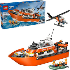 Kids ages 7+ can set out on ocean adventures with the LEGO® City Coast Guard Rescue Boat & Helicopter (60504) pretend play toy. This feature-packed floating boat with removable deck layers allows easy access for play in the ship’s control bridge, sleeping quarters and kitchen. Kids can deploy a rescue dinghy from the launch ramp or take to the skies from the onboard helipad in a cool helicopter. The set also includes a second dinghy, LEGO flames, 5 minifigures and a dog figure for imaginative play and story