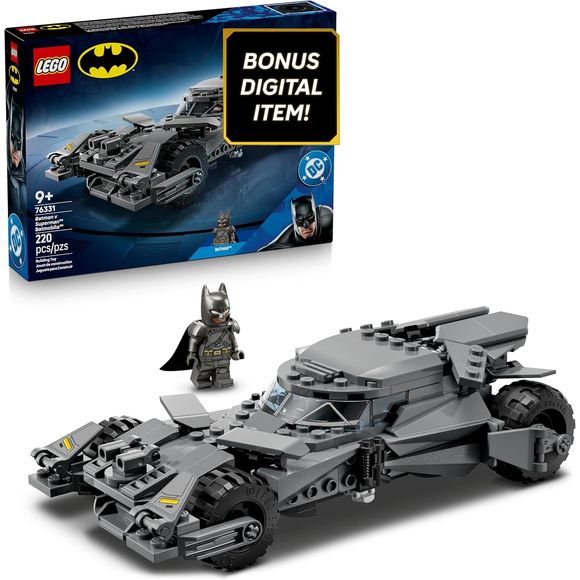 The LEGO DC Batman: Batman v Superman Batmobile (76331) building toy for boys and girls 9 years old and up puts the power of the Dark Knight in young superheroes' hands. This detailed collectible celebrates 20 years of LEGO DC Batman with the iconic armored vehicle from Batman and Superman's epic showdown, complete with an armored Batman minifigure featuring a fabric cape. Kids can build the imposing Batmobile with its front-mounted shooter, opening cockpit for Batman, and add authentic headlight details wi