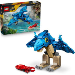 Animal lovers ages 7 years old and up can develop their nurturing and caring skills with this Baby Dinosaur: Pteranodon (77977) LEGO® Jurassic World building toy. Kids can have fun assembling the set, then dive into imaginative play and storytelling as they explore the Cretaceous world alongside the friendly dinosaur figure. This set features a brick-built pteranodon toy with an opening jaw and movable head, wings and legs that allow for different poses, along with a red squid. When play is over, kids can d