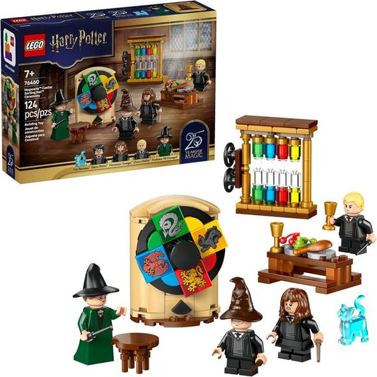 Relive the Sorting Hat ceremony at Hogwarts Castle from Harry Potter and the Sorcerer's Stone with the LEGO Harry Potter Hogwarts Castle: Sorting Hat Ceremony (76460) building toy for boys and girls ages 7 years old and up. A fun Harry Potter gift for kids and fans, it features 4 LEGO Harry Potter minifigures: Professor McGonagall, Harry Potter, Hermione Granger and Draco Malfoy. Place the Sorting Hat on each student and spin the sorting wheel to discover which Hogwarts house they will join. A dinner table