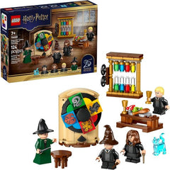 Relive the Sorting Hat ceremony at Hogwarts Castle from Harry Potter and the Sorcerer's Stone with the LEGO Harry Potter Hogwarts Castle: Sorting Hat Ceremony (76460) building toy for boys and girls ages 7 years old and up. A fun Harry Potter gift for kids and fans, it features 4 LEGO Harry Potter minifigures: Professor McGonagall, Harry Potter, Hermione Granger and Draco Malfoy. Place the Sorting Hat on each student and spin the sorting wheel to discover which Hogwarts house they will join. A dinner table
