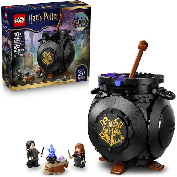 Brew up magical adventures with the LEGO Harry Potter Magic Cauldron with Potions Classroom (76464) building toy for boys and girls ages 10 years old and up – a spellbinding cauldron with a secret potions classroom inside. Move the stirring stick and reveal the detailed classroom with removable tables, potion bottles and LEGO brick ingredients for various potions. Recreate a Hogwarts potions class with the Professor Snape and Hermione Granger minifigures. And look out for Hermione's Otter Patronus, part of