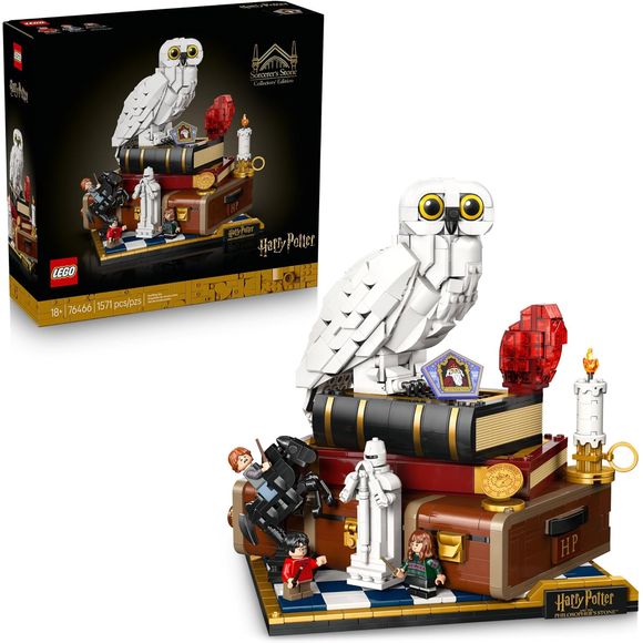Relive the moment you first discovered the wizarding world with the LEGO Harry Potter 25th Anniversary Sorcerer's Stone – Collectors' Edition (76466) building set for adults. This enchanting model kit celebrates a quarter-century of magic with a display piece that brings iconic scenes from Harry Potter and the Sorcerer's Stone to life. At the heart of the set sits the first-ever LEGO Hedwig snowy owl figure with closed wings, perched majestically atop Harry's trunk alongside the legendary Sorcerer's Stone.