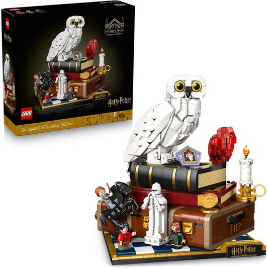 Relive the moment you first discovered the wizarding world with the LEGO Harry Potter 25th Anniversary Sorcerer's Stone – Collectors' Edition (76466) building set for adults. This enchanting model kit celebrates a quarter-century of magic with a display piece that brings iconic scenes from Harry Potter and the Sorcerer's Stone to life. At the heart of the set sits the first-ever LEGO Hedwig snowy owl figure with closed wings, perched majestically atop Harry's trunk alongside the legendary Sorcerer's Stone.