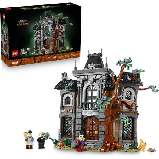 Welcome to a world of mystery with the LEGO® Icons Mayor Manor (11383). This quirky mansion is the first from the Midnight Valley Collection – a series of collectible building sets designed for adults, where distorted and asymmetrical constructions create a haunting atmosphere. Immerse in an engaging project as you craft intricate details across the manor’s crooked facade, complete with tilted angles, weathered textures and an old tree nestled comfortably into the brickwork. Explore the 2-story interior wit
