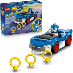 Kids speed into action with the LEGO Sonic the Hedgehog Sonic: Speedster Lightning (77117) building toy for boys and girls ages 7 years old and up. This building set lets kids construct Sonic's sleek race car from the Sonic Racing: CrossWorlds console video game, featuring a blue-and-white color scheme, wide red-rimmed tires and an opening hood that reveals a hidden Chaos Emerald gem. Once their toy car is constructed, builders can place the included Sonic minifigure behind the wheel and race around to coll