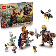 Leap into a larger-than-life clash between the lovable giants from Netflix’s ONE PIECE live action show with the Dorry vs. Brogy – Giants of Little Garden (75644) building toy. Kids can clash with the fully jointed Dorry and Brogy giants; fly on a Miss Friday vulture figure with a Mr. 13 minifigure; and leap into action with Zoro, Usopp, Mr. 3 and Miss Goldenweek minifigures. This action-packed building set makes an epic gift for boys and girls ages 9 years old and up. Dorry and Brogy have fabric capes, art
