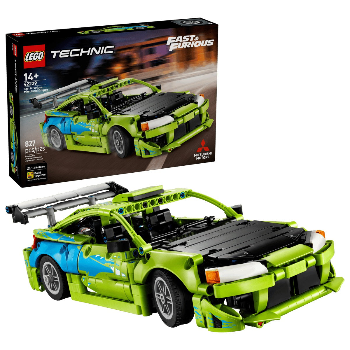 Bring the thrill of street racing home with this detailed model kit for ages 14 years and up. With the LEGO® Technic™ Fast and Furious Mitsubishi Eclipse Car (42229), teens can assemble their own version of an iconic vehicle from the 2001 The Fast and The Furious movie. This set is packed with fun movie references like the custom paint design, driver modifications and the 2 NOS bottles in the trunk. After assembling the street car, teens can test out the steering and prop open the hood to admire the engine