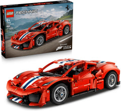 Fuel next-level fun with this LEGO® Technic™ Ferrari 488 PISTA Car (42235) model kit for kids. Boys and girls ages 9+ are transported to the world of elite vehicles as they assemble the authentic features. See how the differential powers the V8 engine. Admire the moving pistons. Check out the steering using the knob on top, then open the hood and doors to peek inside. Unlock a special LEGO Technic livery in the Forza Horizon 6 video game using the instructions provided inside the box. Please note, a copy of
