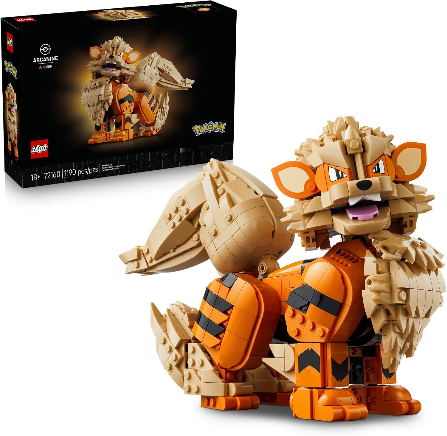 Bring Pokémon into the real world and relive your Trainer journey with the Arcanine (72160) building set for adults. This collectible LEGO® figure makes a great gift idea for gamers and longtime fans, who can unwind while creating a striking Pokémon decor piece to display in the home or office. Position the authentically detailed Arcanine model into endless dynamic display poses by moving its articulated tail, legs, feet, head and mouth. With its majestic stance and luxurious fur, this iconic Pokémon figure