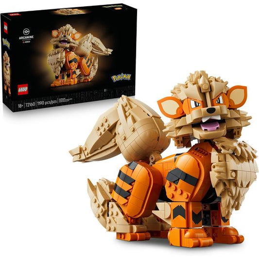Bring Pokémon into the real world and relive your Trainer journey with the Arcanine (72160) building set for adults. This collectible LEGO® figure makes a great gift idea for gamers and longtime fans, who can unwind while creating a striking Pokémon decor piece to display in the home or office. Position the authentically detailed Arcanine model into endless dynamic display poses by moving its articulated tail, legs, feet, head and mouth. With its majestic stance and luxurious fur, this iconic Pokémon figure