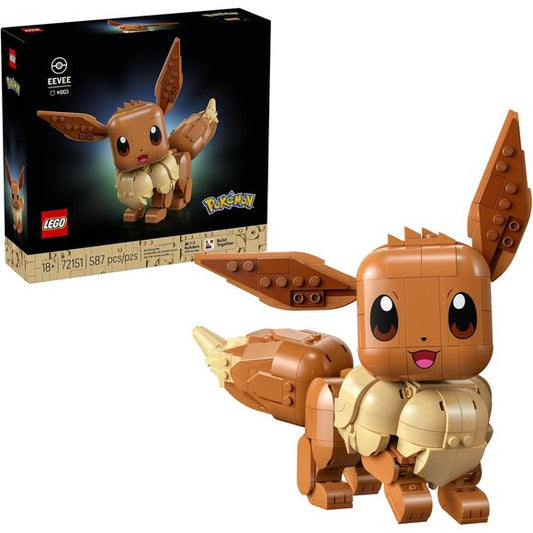 This detailed Normal-type Pokémon figure captures everything that makes Eevee iconic, including its wide, expressive eyes, full bushy tail and perky ears, all faithfully recreated with LEGO bricks. This Eevee figure is packed with personality and features a movable head and limbs, ears that can be posed independently and a tail that can be angled in a variety of positions. Builders can pose their completed Eevee model in authentic positions, to make it look like it's on the move or launching into action, be