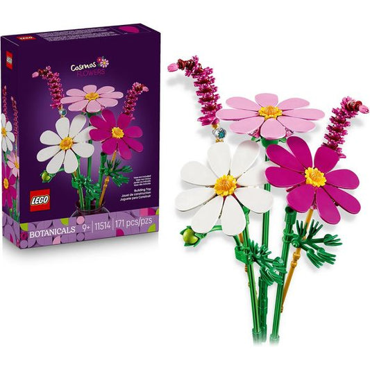 Let a love for nature blossom with the charming LEGO® Botanicals Cosmos Flowers (11514) building set for kids ages 9 and up. Offering a perfect balance of vibrancy and tranquility, this nature-inspired set features 3 detailed cosmos flowers and 2 stems of fluffy red fountain grass. The cosmos flowers are white, purple and pink, and if you look closely, you’ll spot a tiny bug. Once the LEGO blooms are complete, kids can channel their inner florist and arrange them into a custom posy before displaying them as