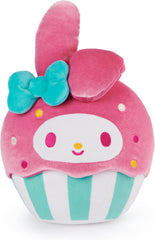 This large, huggable 8-inch cupcake plush features My Melody nestled in a green-and-white striped baking cup, wearing her iconic hot pink hood and an electric-blue bow. My Melody’s pink and yellow embroidered facial details also match the fun pink, white, and yellow embroidered sprinkles that dot her hood. Its bright, colorful design makes this soft plush an eye-catching piece for any kawaii plushie collector. Make playtime even sweeter by completing your cupcake collection with 8-inch Hello Kitty and Kurom