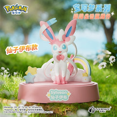 Adorable Sylveon Figurine sitting atop half of a Pokeball. Collect All Six!
Pikachu
Sprigatito 
Fuecoco
Quaxly
Gengar
Sylveon