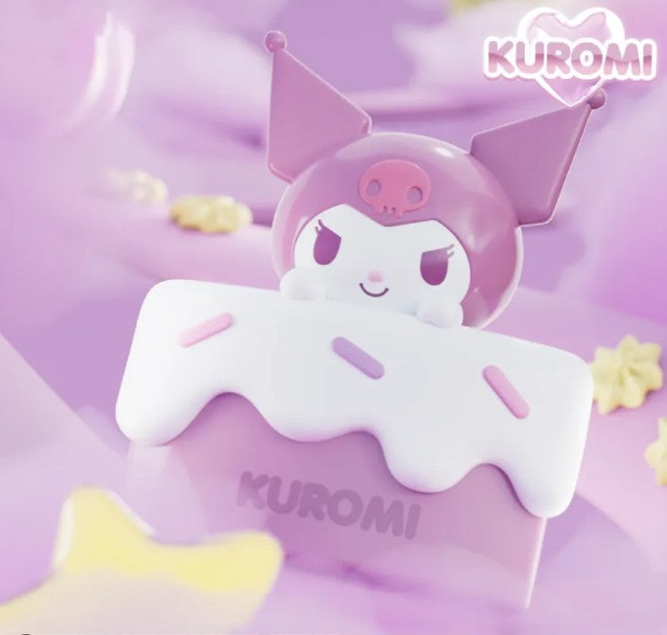 Add a sweet touch of Sanrio charm to your collection with the Holly Box Sanrio Characters Cake Slice Storage Box Figure featuring Kuromi! Designed to look like a delicious slice of frosted cake, this adorable collectible combines cute character display with functional storage.

Kuromi peeks over the top of her pastel cake slice storage box, complete with decorative frosting details and dessert-inspired accents. The storage compartment is perfect for holding small accessories, jewelry, desk items, or other t