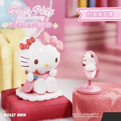 Get ready for a special day out with Hello Kitty in this adorable Perfect Date figure from the Hello Kitty 50th Anniversary Daily Life Series by Holly Box. Dressed in a charming pink outfit and holding her favorite lipstick, Hello Kitty sits sweetly beside a vanity mirror as she prepares for a memorable outing.

This beautifully detailed collectible captures a fun everyday moment from Hello Kitty's daily routine, featuring soft pastel colors, glossy finishes, and charming accessories that bring the scene to