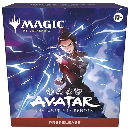 Release Date: Nov 14, 2025
Choose one of five seeded Prerelease Packs and begin your journey with Magic: The Gathering | Avatar: The Last Airbender. Each Prerelease Pack contains the following:
• 5 Play Boosters
• 1 Seeded Avatar: The Last Airbender Character Booster (Each Character Booster is themed around a different Avatar: The Last Airbender character and a color of Magic.)
• 2 Non-foil double-sided tokens themed to your Prerelease Pack's color
• 1 Traditional foil year-stamped rare or mythic rare
• 1 S