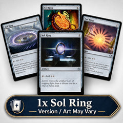 Ready to take your Commander deck to the next level or maybe just need to grab some staples? This listing is for a single copy of Sol Ring. Version will vary, no specific set or design is guaranteed.