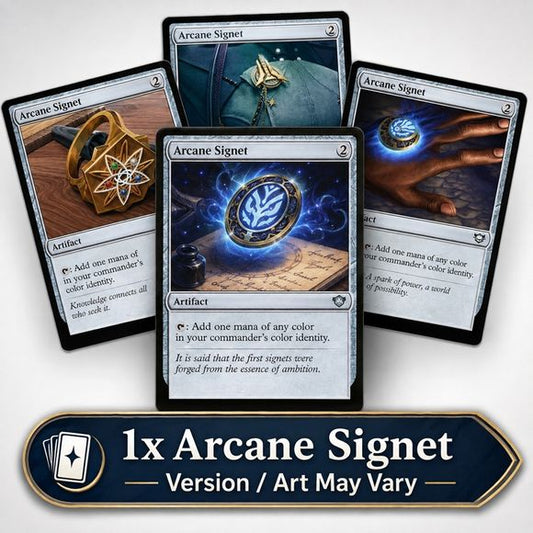 Ready to take your Commander deck to the next level or maybe just need to grab some staples? This listing is for a single copy of Arcane Signet. Version will vary, no specific set or design is guaranteed.