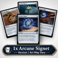 Ready to take your Commander deck to the next level or maybe just need to grab some staples? This listing is for a single copy of Arcane Signet. Version will vary, no specific set or design is guaranteed.