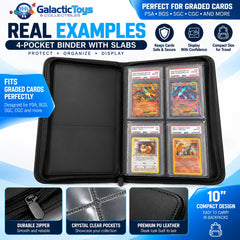 Galactic Toys 4-Pocket Graded Card Slab Zipper Binder - Holds 40 Slabs - Black