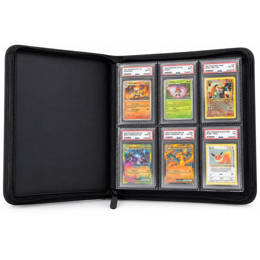 Galactic Toys 6-Pocket Graded Card Slab Zipper Binder - Holds 60 Slabs - Black