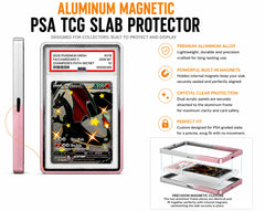 Protect your prized PSA-graded trading cards in style with this Premium Aluminum Magnetic PSA TCG Slab Protector. Designed specifically for PSA slabs, this precision-crafted protector combines a durable aluminum alloy frame with crystal-clear acrylic panels to showcase your collection while helping protect it from everyday scratches, scuffs, and handling.

Hidden internal magnets provide a satisfying, secure closure without visible hardware, creating a clean, seamless appearance. The two precision-machined