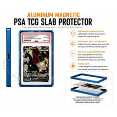 Protect your prized PSA-graded trading cards in style with this Premium Aluminum Magnetic PSA TCG Slab Protector. Designed specifically for PSA slabs, this precision-crafted protector combines a durable aluminum alloy frame with crystal-clear acrylic panels to showcase your collection while helping protect it from everyday scratches, scuffs, and handling.

Hidden internal magnets provide a satisfying, secure closure without visible hardware, creating a clean, seamless appearance. The two precision-machined
