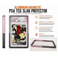 Protect your prized PSA-graded trading cards in style with this Premium Aluminum Magnetic PSA TCG Slab Protector. Designed specifically for PSA slabs, this precision-crafted protector combines a durable aluminum alloy frame with crystal-clear acrylic panels to showcase your collection while helping protect it from everyday scratches, scuffs, and handling.

Hidden internal magnets provide a satisfying, secure closure without visible hardware, creating a clean, seamless appearance. The two precision-machined