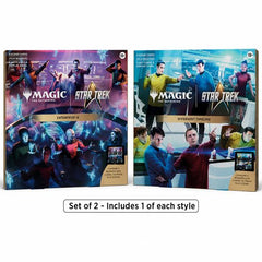 Release Date: 11/19/2026
Contains one of each Divergent Timelines and Enterprise-Q scene boxes. Each scene box includes:
• 6 traditional foil scene cards
• 3 Play Boosters Each Play Booster contains 14 Magic: The Gathering cards
• 6 art-only scene cards
• Display easel
