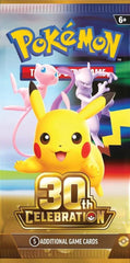Release Date September 16th, 2026
Celebrating 30 Years of Pokémon! Commemorate 30 years of joy with fan-favorite Pokémon spanning three dazzling decades! Celebrate this magnificent milestone with the mighty presences of Mewtwo ex and Mew ex, followed by a wealth of allies like Umbreon ex, Salamence ex, and Greninja ex. Plus, there are 30 reasons to honor Pikachu, as each booster pack contains one—with 30 unique variations to collect as Pikachu rare cards! And, whether you’re looking forward to a glittering