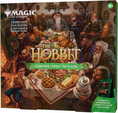 Staring down Dragons, Goblins, and Spiders is nothing compared to thirteen Dwarves and a Wizard running roughshod with your dishware. That’s what Bilbo Baggins hates!
Contents:
• 3 Magic: The Gathering® | The Hobbit™Play Boosters
• Each Play Booster contains 14 Magic: The Gathering cards:
• May contain these cards: HOB 1–248
• Includes 1–3 cards of rarity Rare or higher (2: 26%; 3: 2%)
• 3–5 Uncommon
• 7–9 Common
• 1 land card
• 1 card of any rarity is Traditional foil
• Foil borderless rare/mythic rare in