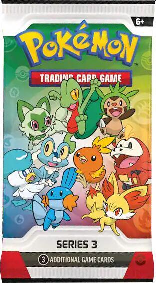 Booster pack from First Partner Illustration Collection Series 3 box

Includes the following:
1 Pokémon TCG Promo booster pack containing 3 of 9 promo cards