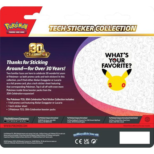 Pokemon TCG 30th Celebration 30C Tech Sticker Collection - Lucario