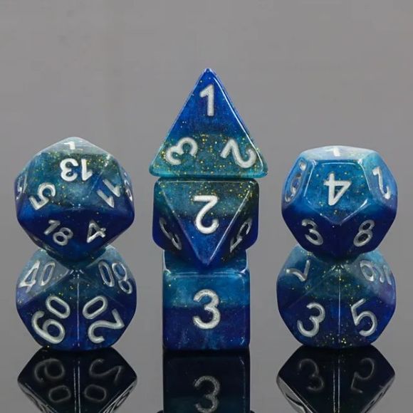 The perfect companion for your gaming needs! These HD acrylic dice are exactly what you've been searching for that upcoming game night with the group. This set includes one of each: d20, d12, d10, d10 (percentile), d8, d6, and a d4 (7 dice in total) in a
