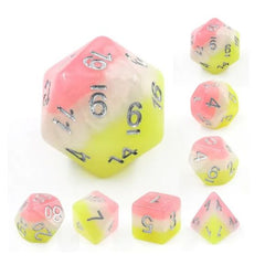 The perfect companion for your gaming needs! These HD acrylic dice are exactly what you've been searching for that upcoming game night with the group. This set includes one of each: d20, d12, d10, d10 (percentile), d8, d6, and a d4 (7 dice in total) in a