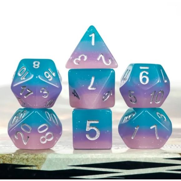 The perfect companion for your gaming needs! These HD acrylic dice are exactly what you've been searching for that upcoming game night with the group. This set includes one of each: d20, d12, d10, d10 (percentile), d8, d6, and a d4 (7 dice in total) in a
